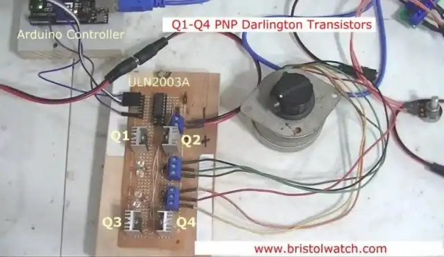 ULN2003A driver board using TIP125 power Darlington transistors.