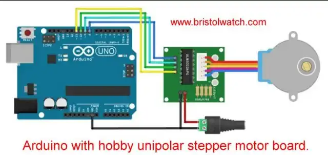 ULN2003A driving a unipolar stepper motor hobby board.