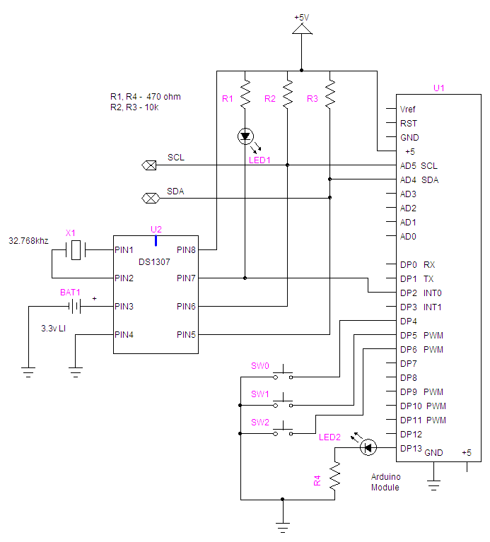 ATMEGA168/Arduino connected to DS1307