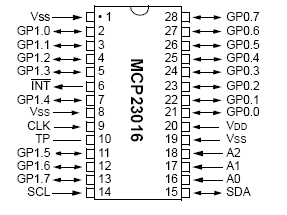 mcp23016 pin connections