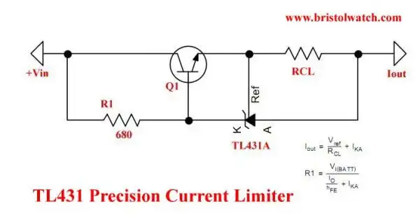 Basic TL431 current limiter circuit.