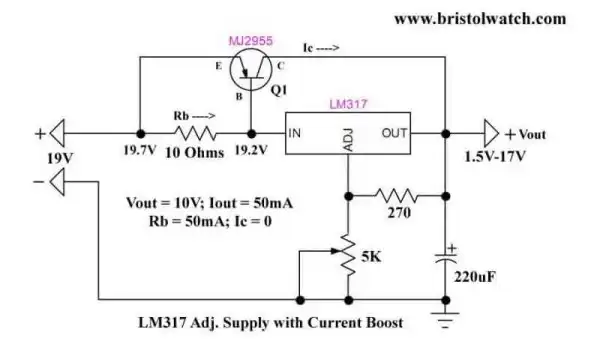 LM317 current boost circuit at 50mA.