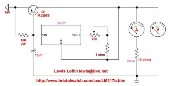 LM317 controls MJ2955 constant current source final.
