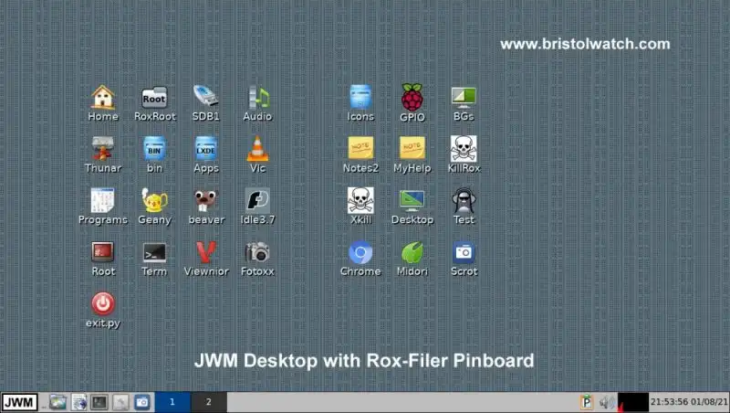 Jim's Window Manager desktop.
