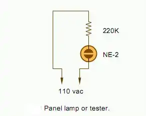 Neon lamp power indicator schematic