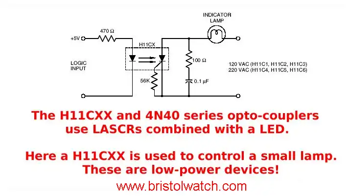 H11C6 opto-coupler controlling a lamp
