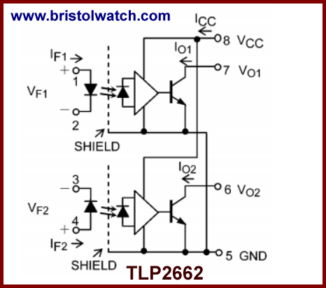 TLP2662 optocoupler internal schematic.