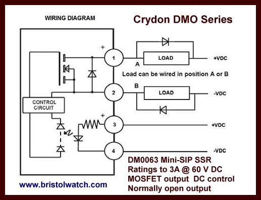 Internal diagram and electrical connections Crydom DM0063.