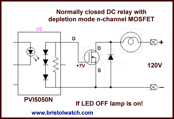 Depletion mode MOSFET switch with photovoltaic drive opto-coupler.