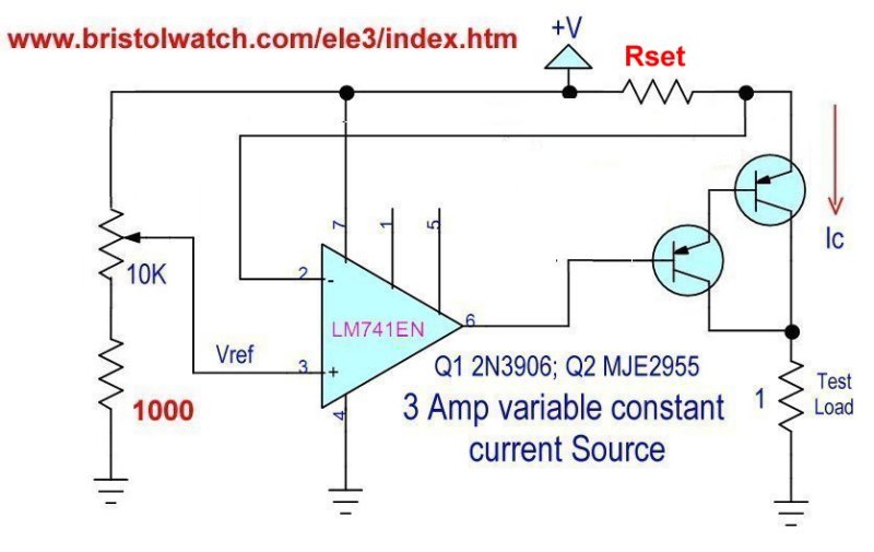 LM741 op amp as 3 amp current source.