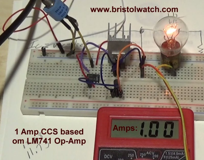 Photo LM741 op amp as 3 amp current source.