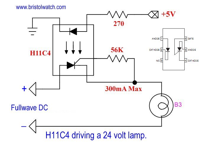 H11C4 directly driving a light bulb.