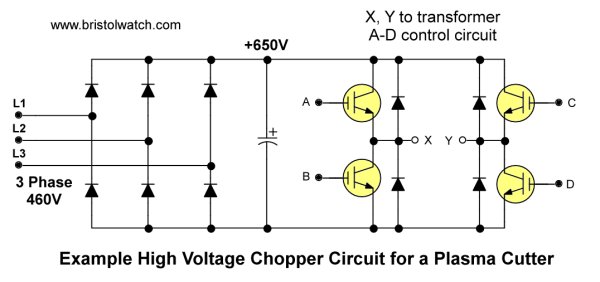 Example IGBT plasma cutter chopper circuit.