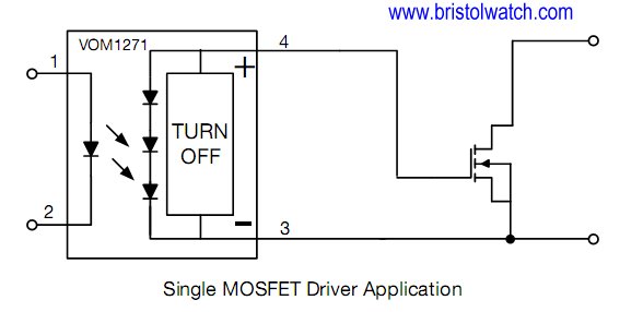 VOM1271 photovoltaic MOSFET driver with MOSFET transistor.