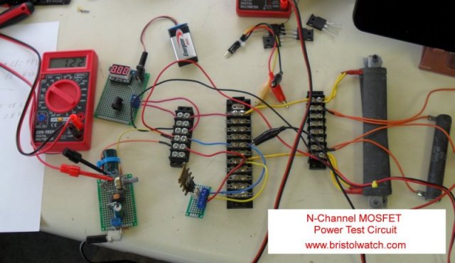 N-Channel MOSFET test setup on my workbench.