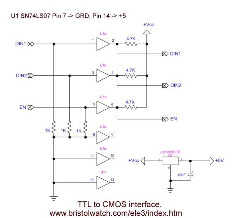 7417 TTL to CMOS interface circuit.