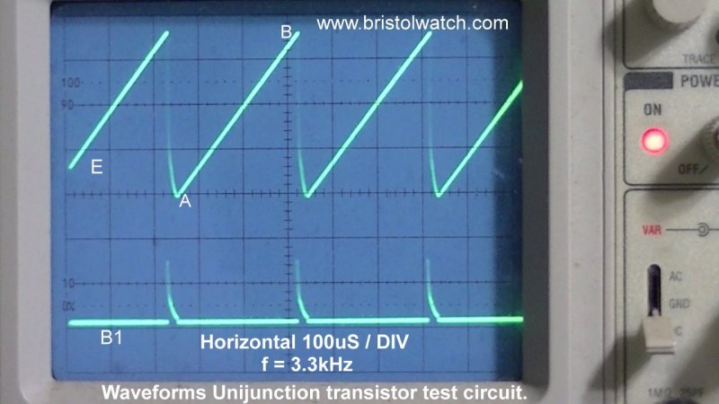 Unijunction transistor relaxation oscillator LM335Z constant current source waveform.