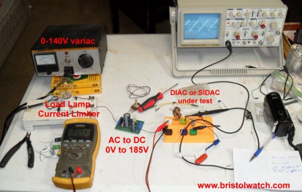 Electronics test setup using an autotransformer and isolation transformer.