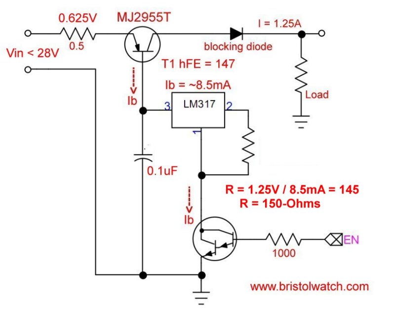 LM317 CCS with transistor ON/OFF switch for PWM, etc.