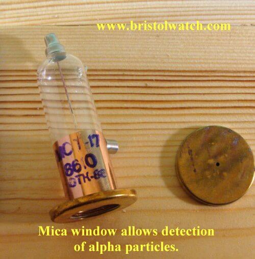 Geiger-Mueller tube with mica window will detect alpha particles.