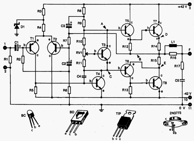 sample direct coupled audio amplifier