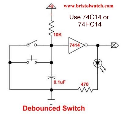 SN74HC14 based debounced switch.