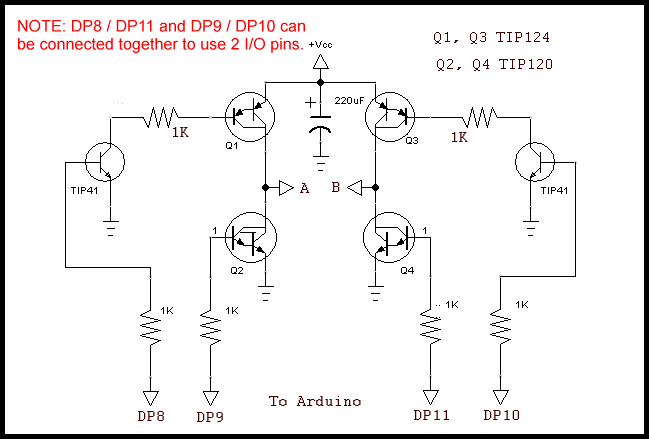 Darlington transistor H-Bridge.