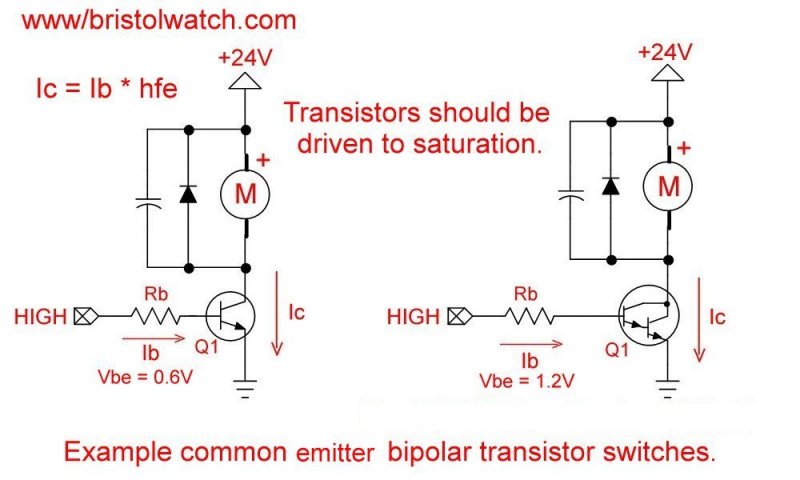 Common emitter transistor switches circuits.