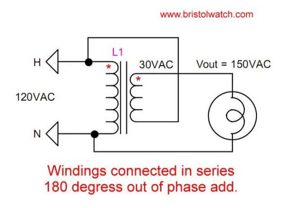 Power transformer connected in voltage boost configuration.